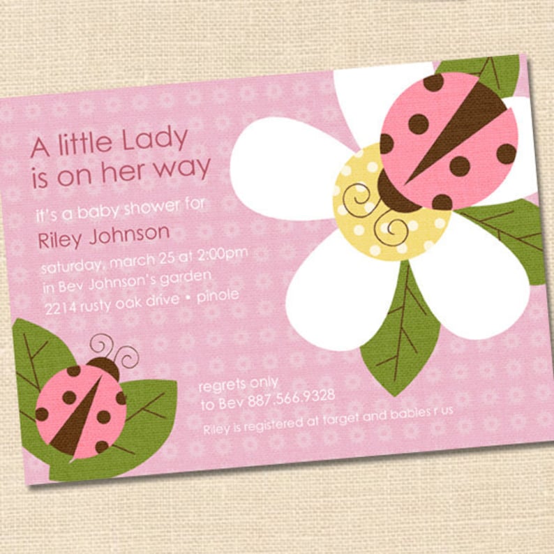 Little Ladybug Baby Shower Invitation Pink Ladybug Baby Etsy