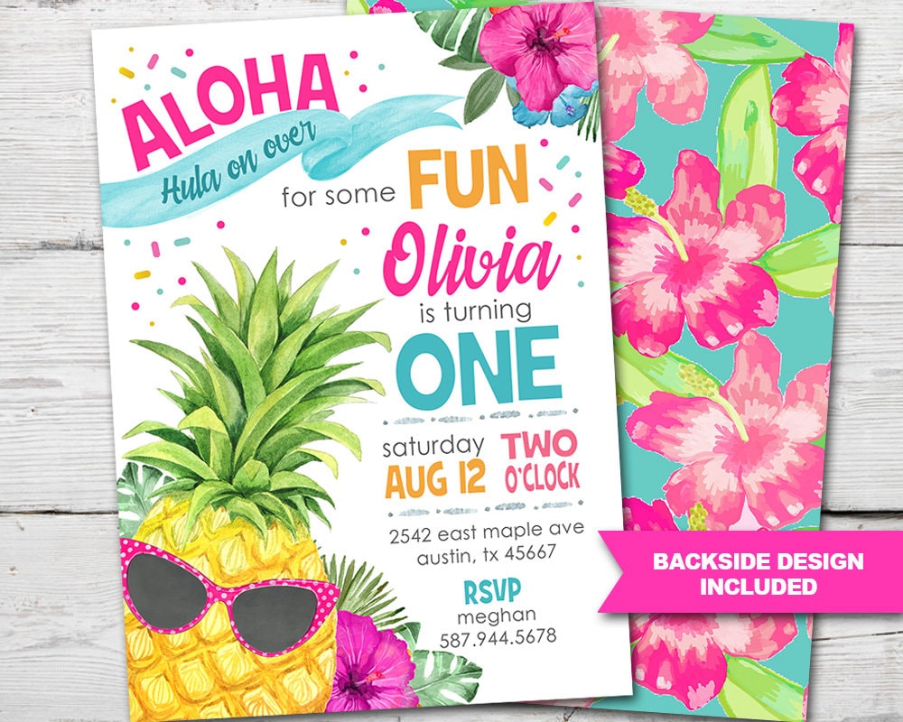 Aloha First Birthday Invitation Aloha Birthday Invitation Etsy