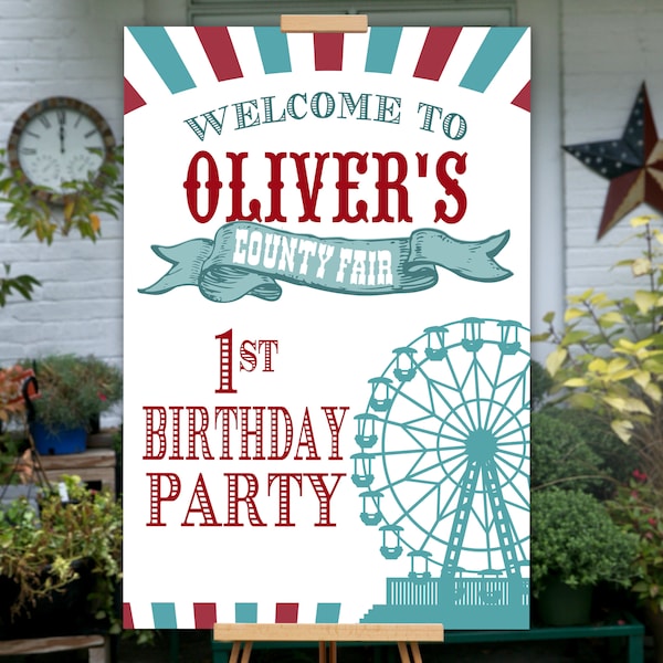 County Fair Birthday Party Poster, County Fair Birthday Decor, PRINTABLE Party Poster for a County Fair Birthday or Carnival Birthday Party