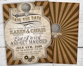 Steampunk Save The Date, Steampunk Wedding Announcement, Steampunk Wedding Invitations, Vintage Wedding, PRINTABLE, Victorian Invitation Il_170x135