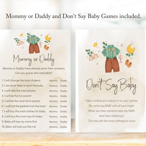 Boy Baby Shower Invitation Bundle Set DIY PRINTABLE, Boho Baby Shower Bundle, Baby Clothes Shower Mega Bundle Invitation Set, Shower Games image 5