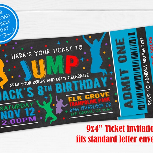 EDITABLE Trampoline Park Invitation Trampoline Birthday - Etsy