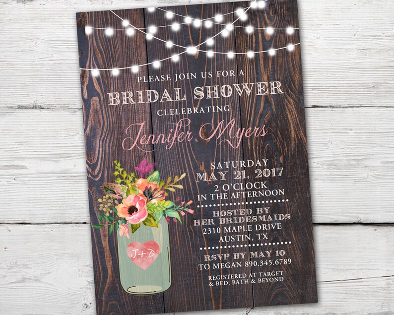 Rustic Bridal Shower Invitation Rustic Bridal Shower Invites Etsy