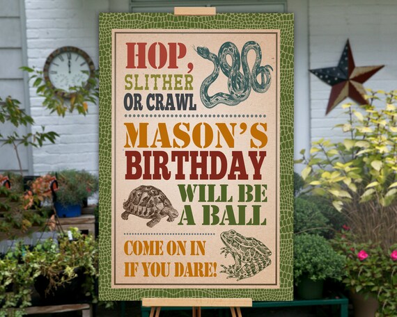 Reptile Birthday Sign, Reptile Birthday Party, PRINTABLE, Reptile Birthday Banner, Reptile Party Sign, Reptile Sign, Reptile Party Decor Il_570xn