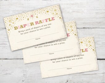 Twinkle Twinkle Little Star Diaper Raffle Cards, PRINTABLE Twinkle Twinkle Little Star Diaper Raffle Cards, DIY Diaper Raffle Cards