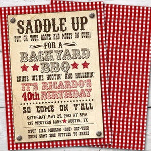 Western Party Invitation, Western Party Supplies, Western Invitation, BBQ Invitation, BBQ Invite, Cowboy Invitations Adult, Summer BBQ
