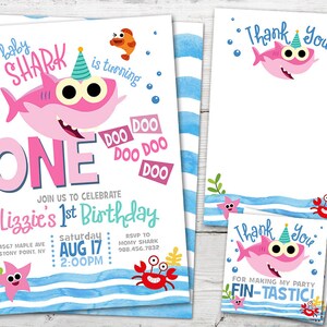 Little Shark Party Invitations, Little Shark Party Theme, Shark Party Supplies, Little Shark First Birthday Invitations