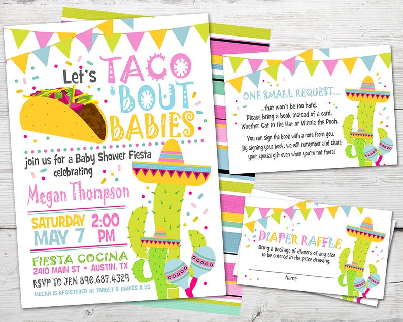 Taco Baby Shower Invitation Taco Baby Shower Invite Fiesta Etsy