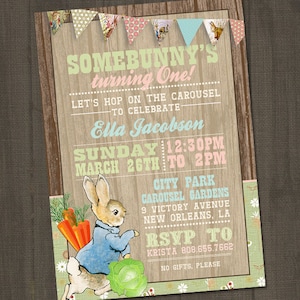 Peter Rabbit Invitation, Peter Rabbit Birthday Invitation, Bunny Invitation, Beatrix Potter Invitation, PRINTABLE, Peter Cottontail