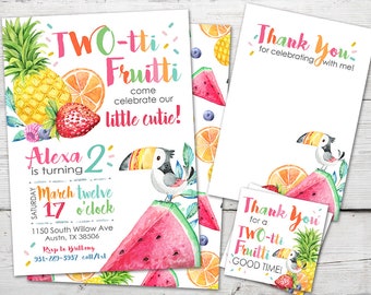 Fruit Birthday Invitation, Fruit Birthday Party Invitation, Fruit Party Invitations, Fruit Party Invite, Toucan Birthday PRINTABLE