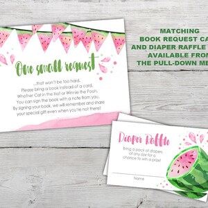 Watermeloen Baby Shower Uitnodiging voor een Watermeloen thema Baby Shower, Watermeloen Baby Shower Uitnodigingen voor een Watermeloen Party, PRINTABLE afbeelding 3