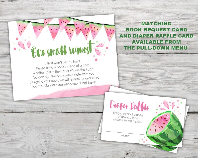 Watermeloen Baby Shower Uitnodiging voor een Watermeloen thema Baby Shower, Watermeloen Baby Shower Uitnodigingen voor een Watermeloen Party, PRINTABLE afbeelding 3