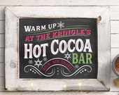 Vintage Hot Chocolate Bar Sign Warm up at the hot chocolate bar, Winter Wedding Chalkboard, Christmas Party, Instant Download, Hot Cocoa Bar Il_170x135