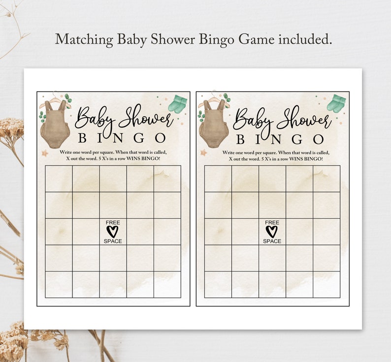 Boy Baby Shower Invitation Bundle Set DIY PRINTABLE, Boho Baby Shower Bundle, Baby Clothes Shower Mega Bundle Invitation Set, Shower Games image 4