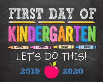 First Day of Kindergarten Sign, First Day of Kindergarten Sign Girl, First Day of Kindergarten Printable, DIGITAL, First Day of Kindergarten