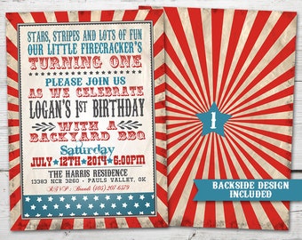 Our Little Firecracker Invitation, Firecracker Birthday Invitation, Fourth of July First Birthday Invitations, 4th Of July First Birthday