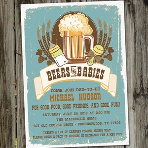 Beers and Babies, Male Baby Shower for Dad, Beer Baby Shower Invitation, Dad Baby Shower, PRINTABLE image 2