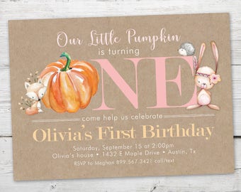 Little Pumpkin Birthday Invitation, Little Pumpkin First Birthday Invitation, PRINTABLE, Little Pumpkin Birthday Invite, Pumpkin Invitation