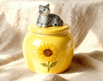 Forget Me Not Cat Urn Blue Ceramic Pet Memorial Handmade Pottery Urn For Ashes