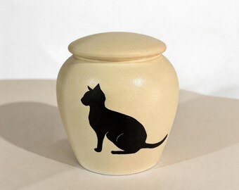 Cat urn personalized ceramic breed silhouette colorful memorial jar for ashes unique sympathy gift handmade keepsake memorial pet cremation