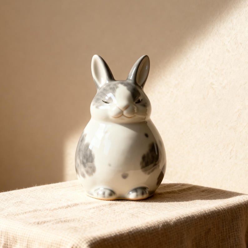 Personalized ceramic bunny urn with name “Daisy” engraved on the front, ideal pet memorial urn for ashes. Handmade pottery rabbit urn for cherished pets, elegant design with natural glaze. Perfect for rabbit owners who want a custom urn for bunny ashes, memorial pottery keepsake for pet loss, rabbit lover’s tribute, handmade from ceramic clay, durable, and modern urn with soft matte finish.