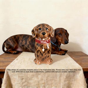 Wiener Dog Urn for Ashes Ceramic Hand Sculpted Dachshund Doxie Sausage Custom Portrait Handmade Personalized Memorial Pet Cremation Keepsake