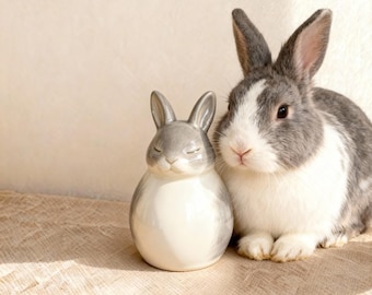 Bunny Urn, Rabbit Pet Urn, Pottery Urn for Pets, Ceramic Urn for Ashes, Handmade Memorial Gift for Bunny Lovers