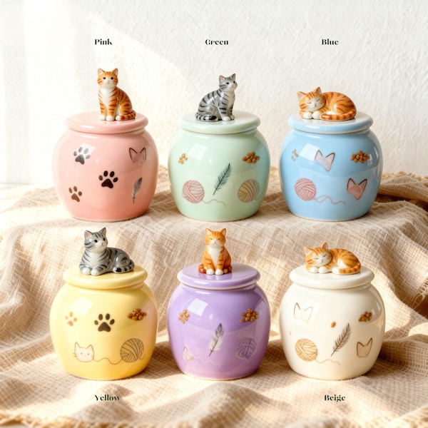 Handgemachte Keramik Katzenurne für Asche Personalisierte Haustier Erinnerungsglas Benutzerdefinierte Andenken für Ginger Tortie Katzenurne Minimalistisches Design Maßgeschneiderte Motive