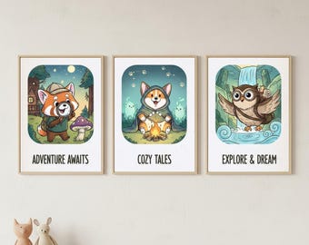 Animal Nursery Prints, Kids Room Decor (Digital Download)
