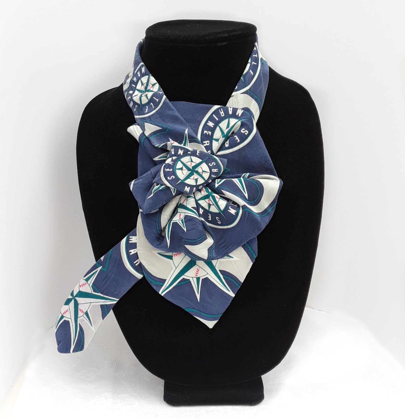 Ladies Silk Necktie Scarf is an Upcycled Seattle Mariners Necktie