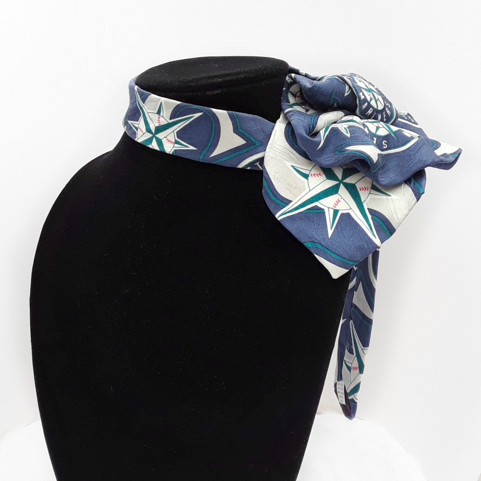 Ladies Silk Necktie Scarf is an Upcycled Seattle Mariners Necktie
