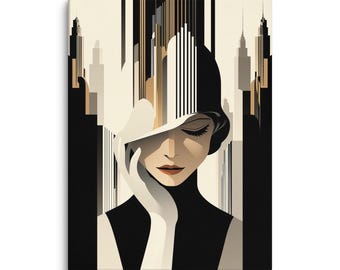 Art Deco Canvas Print 30×40" – Silent City | Deco Dreams Collection