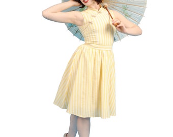 Ready to ship The Wanderer 50's Style Dress with Mandarin Collar in Yellow