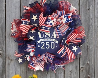 America 250th anniversary wreath - blue
