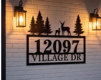 Custom Address Sign for Front Porch, Personalized Metal Deer House Number, Modern Farmhouse Entryway Decor, New Homewarming Gift