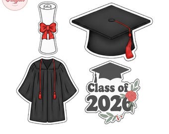 Graduierung Cookie Cutter STL Set | Class of 2026 Mütze, Diplom, Kleid (Digitaler Download)