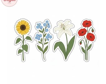 Blumen-Ausstechform STL Set | Sonnenblume Lilie Mohn Blumen Ausstecher | Frühlingskekse | Niedliche Blumen-Plätzchen-Ausstecher | 3D-Druck STL