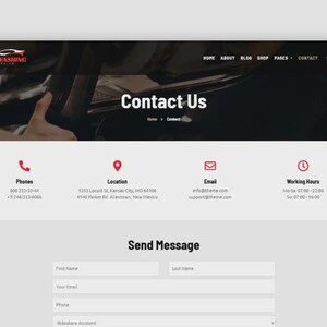 K&ouml;nnte beinhalten: Eine Website-Oberfl&auml;che f&uuml;r einen Autowaschservice. Die Seite enth&auml;lt eine &Uuml;berschrift mit dem Text "Kontakt", Kontaktinformationen und ein Formular zum Senden einer Nachricht. Das Logo der Website befindet sich oben links.