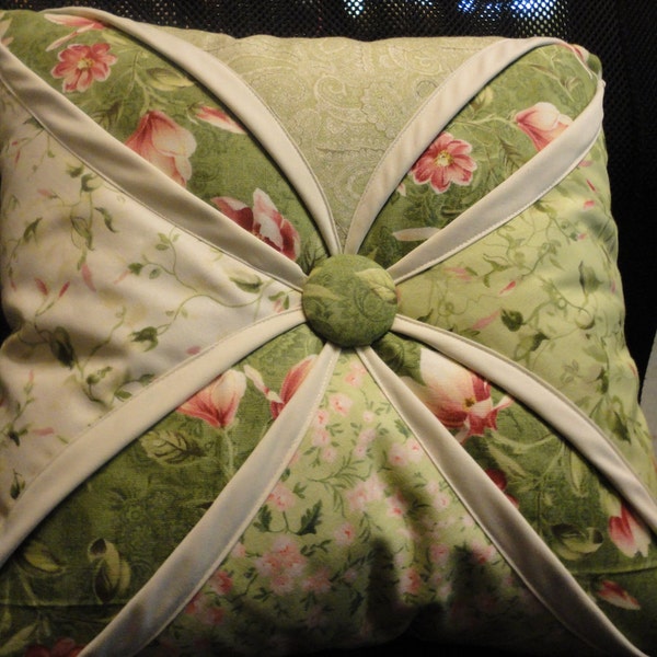 Sale Cathedral Window complete pillow in springtime greens and pinks