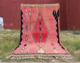 Moroccan Pink Rug - Moroccan Boujaad rug - Custom Rugs - Wool Rug Pink - Quality Handmade Morrocan Rug - Personalize Gifts For Home Decor .