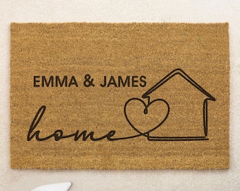 Brush Door Mat Personalised Front Door Mat Custom Printed First Home Couple's Gift Couple's Home, Personalize Rugs