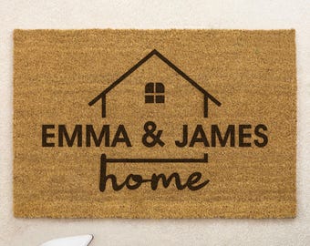 Brush Door Mat Personalised Front Door Mat Custom Printed First Home Couple's Gift Couple's Home, Personalize Rugs
