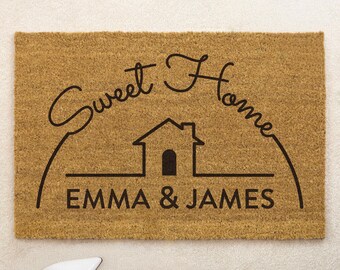 Brush Door Mat Personalised Front Door Mat Custom Printed First Home Couple's Gift Couple's Home, Personalize Rugs