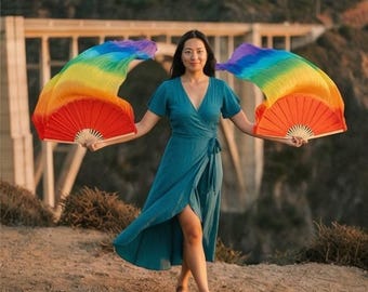 Silk Fan Veils | Rainbow Pair | 49