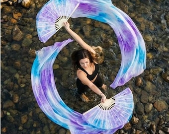 Paire de voiles éventails en soie - Ice Bloom bleu violet | 42