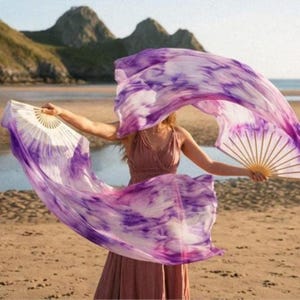 Velos de seda tipo abanico – Orquídea Nube Blanco Púrpura / 39