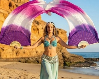 Silk Fan Veils – Aegean Crown – Purple, Pink & White Gradient - 207