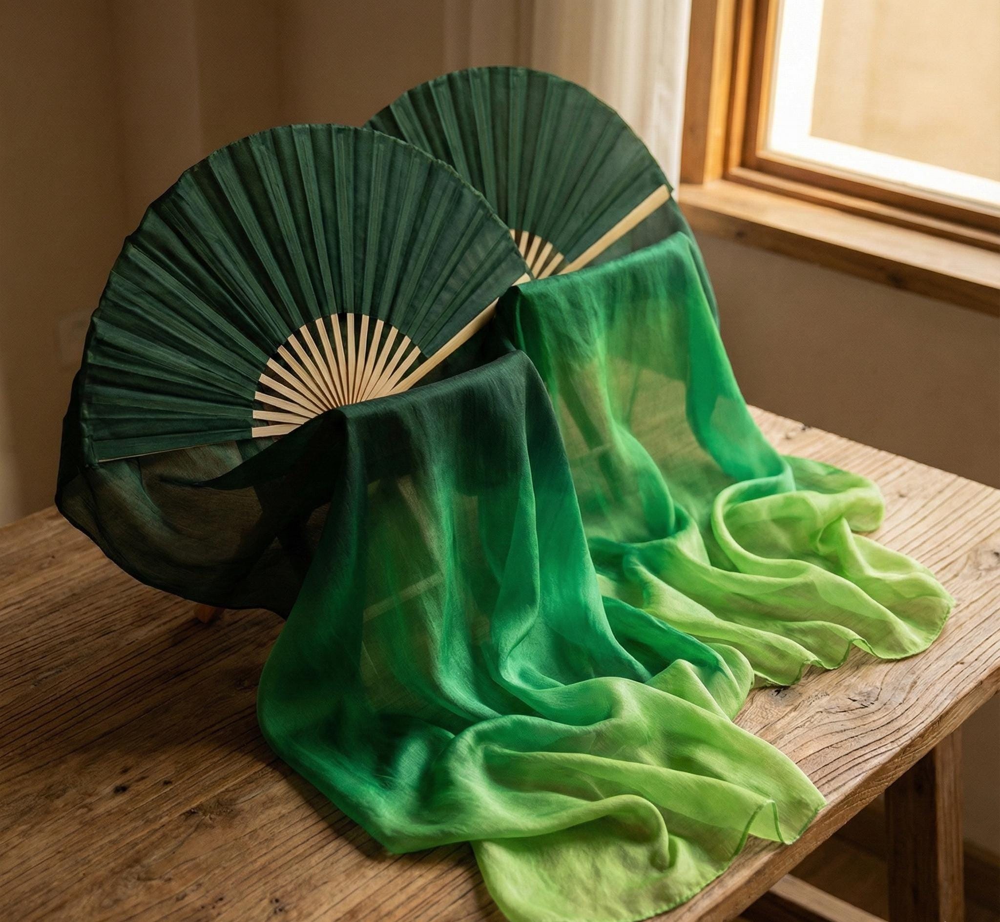 Wjnvfioo Ventaglio Per Danza Del Ventre In Seta Sintetica Velo Per Danza Del Ventre Ventaglio Cinese Veli Di Seta Tinti A Mano Ventaglio Di 120417699 - Foto 8