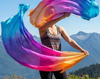 Regenbogen Große Seide Schleier Poi für Begiiner | 143