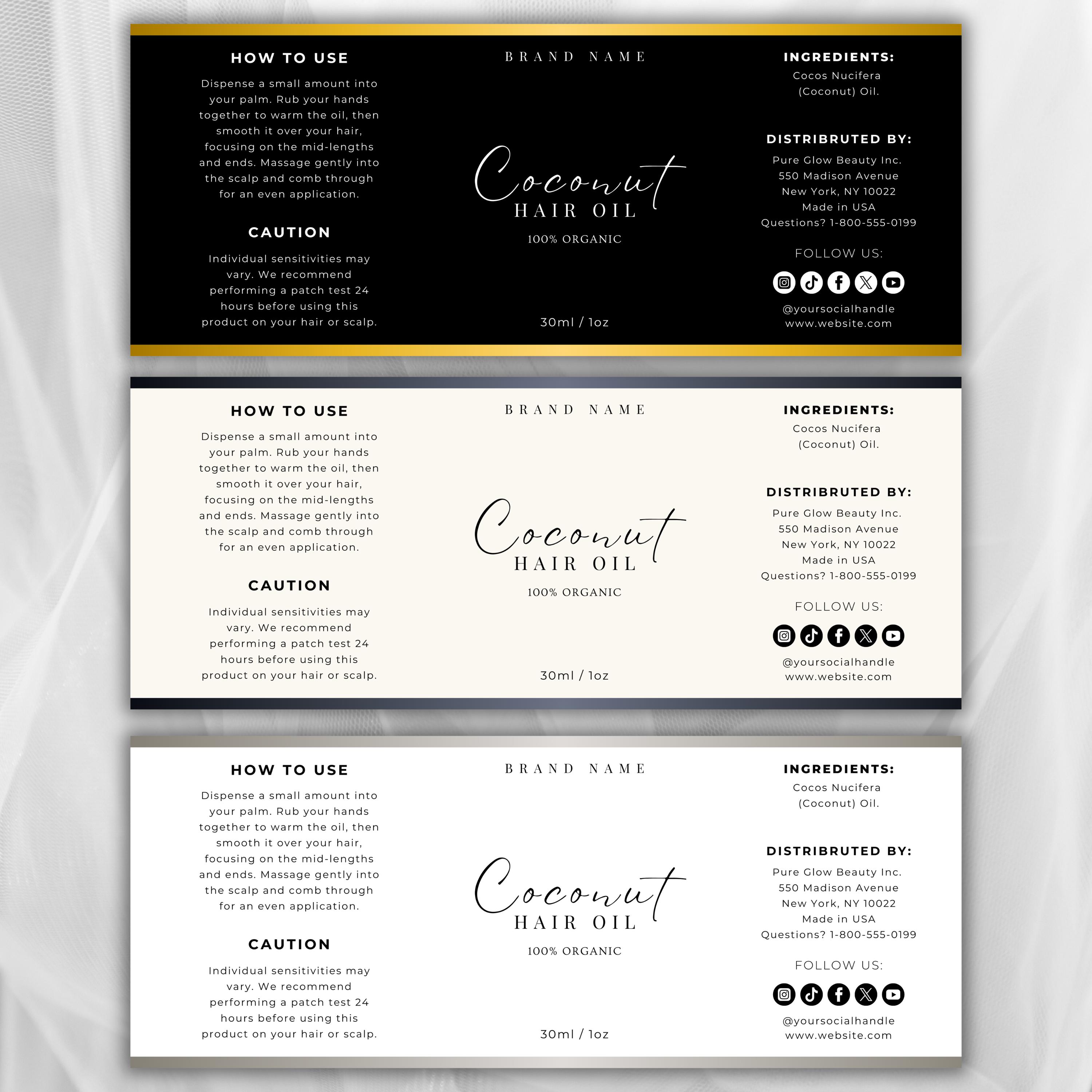Editable Oil Bottle Label Template, Custom Tincture & Serum Dropper ...